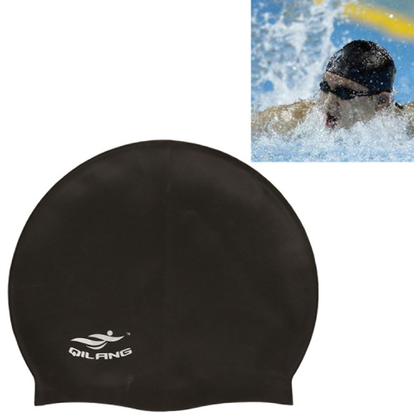 Adult Solid Color Waterproof Silicone Swimming Cap(Black)