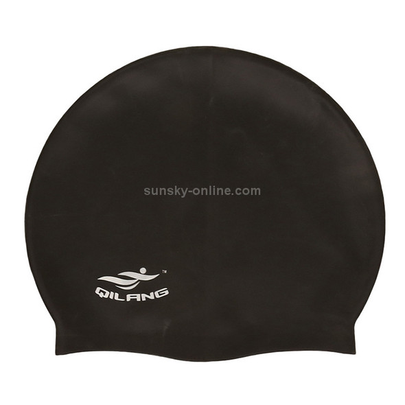 Adult Solid Color Waterproof Silicone Swimming Cap(Black)