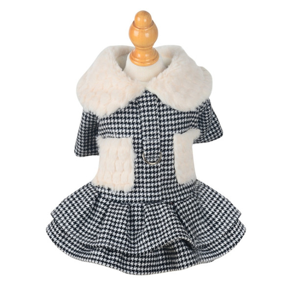 Doll Collar Plus Velvet Warm Pet Cat And Dog Woolen Cloth Princess Dress Without Leash, Size: XL(Black)