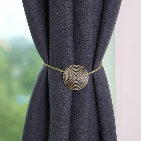 E003 2 PCS Metal Curtain Magnetic Buckle Strap Curtain Clip Bedroom Living Room Free Perforated Curtain Buckle(Blu Ancient)