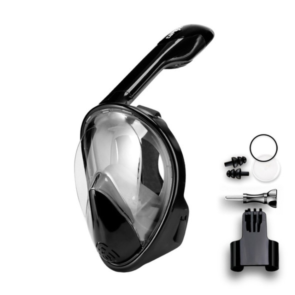 COPOZZ Snorkeling Mask Full Dry Snorkel Swimming Equipment, Size: L(Black)