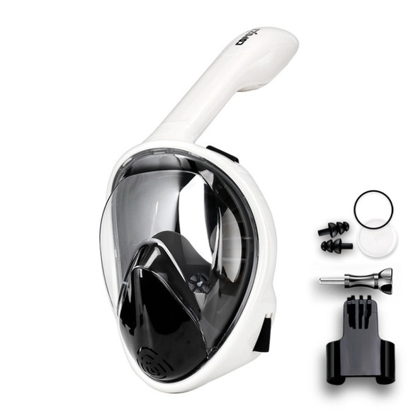 COPOZZ Snorkeling Mask Full Dry Snorkel Swimming Equipment, Size: L(Black White)