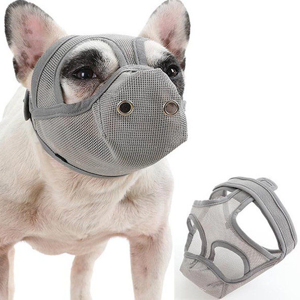 Bulldog Mouth Cover Flat Face Dog Anti-Eat Anti-Bite Drinkable Water Mouth Cover M(Gray)