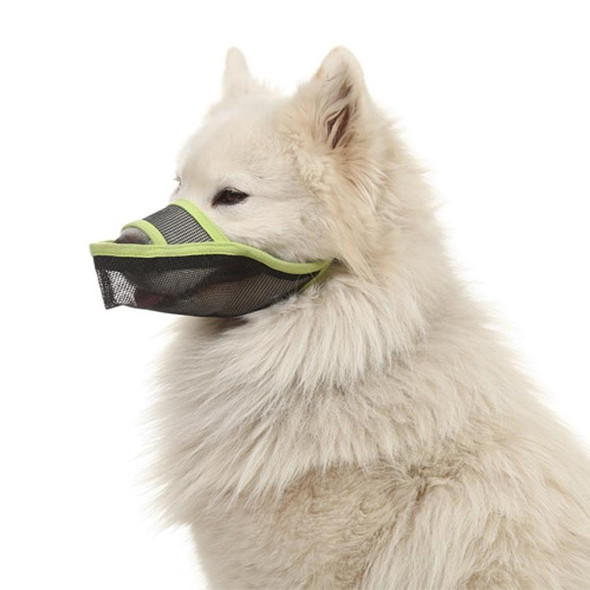 Dog Mouth Cover Anti-Bite Mesh Dog Mouth Cover Medium And Large Dogs Anti-Drop Mask L(Green)