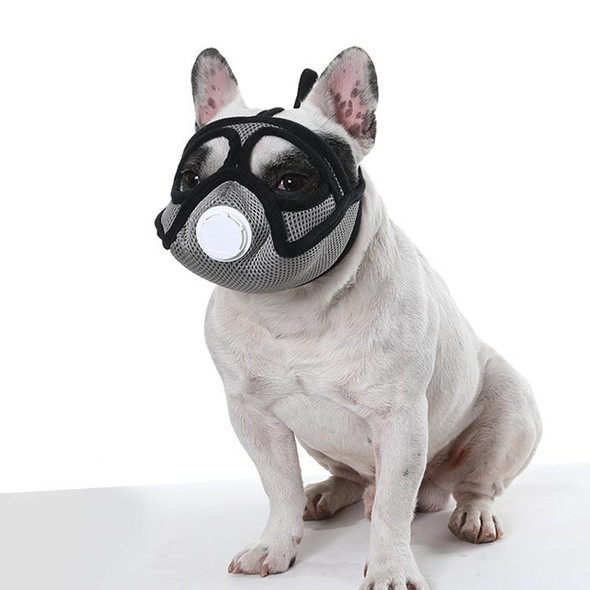 Pet Dog Mouth Cover Mask Flat Face Dog Mouth Cover Anti-Fog And Anti-Dust Mask S(Upgrade Gray)