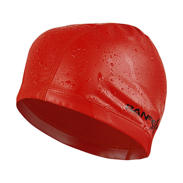 Adult Unisex PU Coated Comfortable Waterproof Swimming Cap(Red)