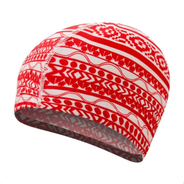 Comfortable Cloth Swimming Cap for Men and Women(Red Strip-12)