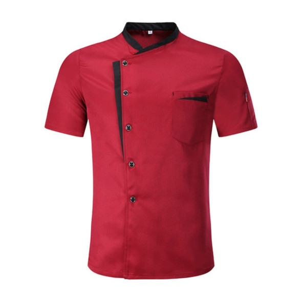 Spliced Chef Cooking Workwear  Catering Restaurant Coffee Shop Waiter Uniforms, Size:M(Wine Red)