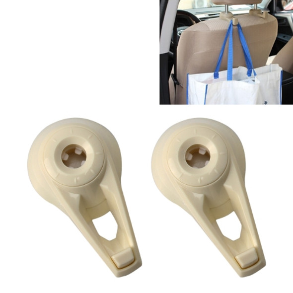 2 PCS Universal Car Seat Back Bag Hanger Holder Auto Headrest Luggage Hook(Beige)
