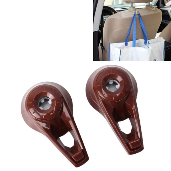 2 PCS Universal Car Seat Back Bag Hanger Holder Auto Headrest Luggage Hook(Brown)