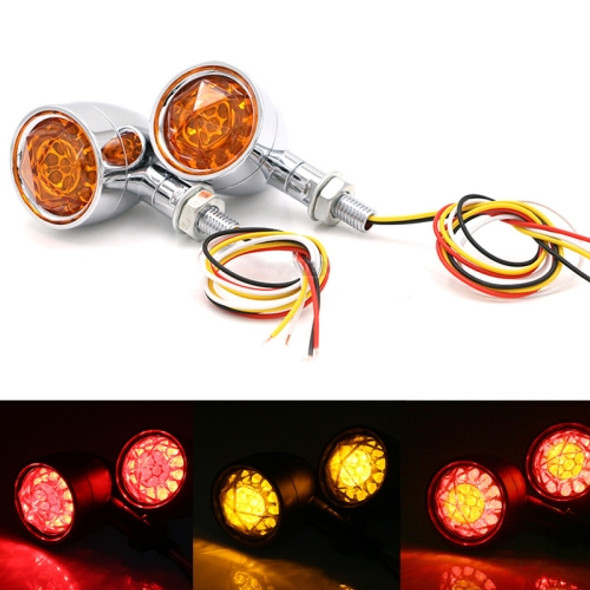 Motorcycle Universal Retro LED Turn Signal Light(Electroplating Shell Yellow Cover)