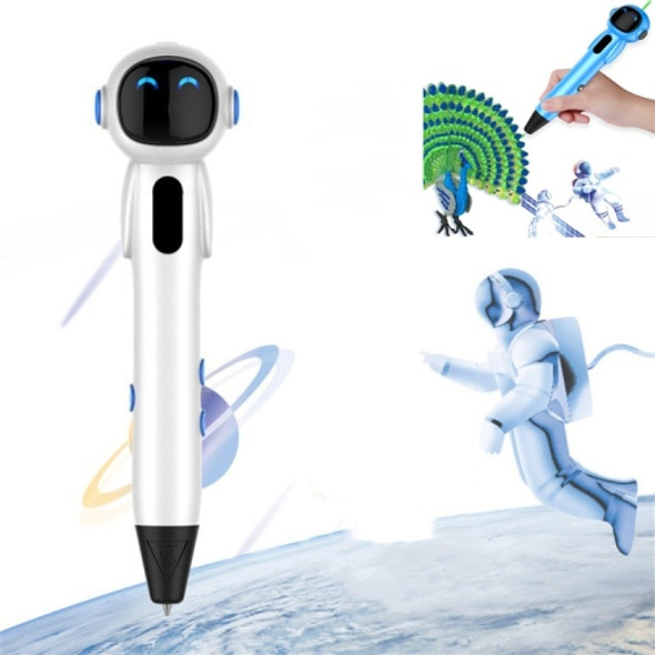 Astronaut 3D Printing Pen Low Temperature Intelligent Wireless Stereo Graffiti Painting Children 3D Brush, Battery Capacity:500 mAH(White)