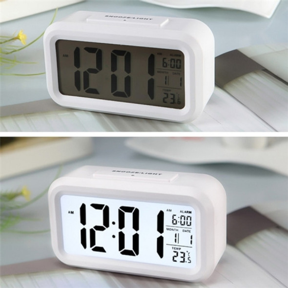 Temperature Type Lazy Snooze Alarm Mute Backlit Electronic Clock(White)