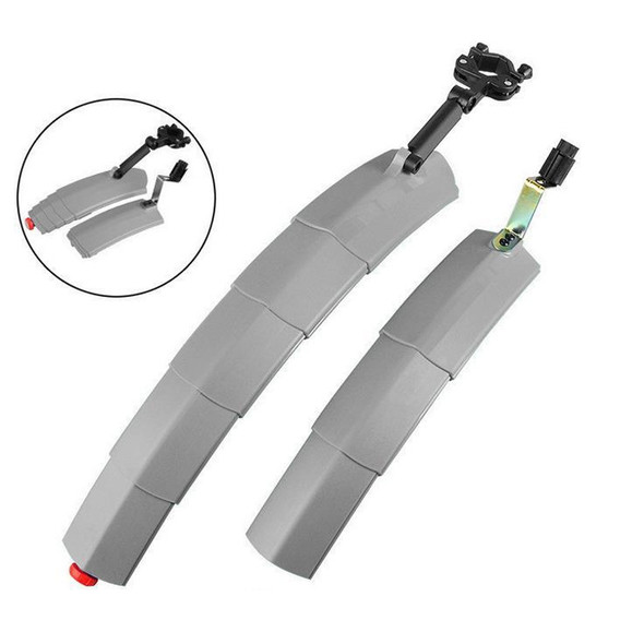 Bicycle Telescopic Folding Mudguard  27.5 Inch Extended Water Retaining LED Taillight(Gray)
