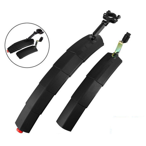 Bicycle Telescopic Folding Mudguard  27.5 Inch Extended Water Retaining LED Taillight(Black)