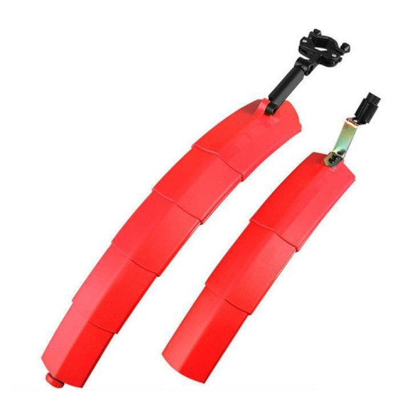 Bicycle Telescopic Folding Mudguard  27.5 Inch Extended Water Retaining LED Taillight(Red)