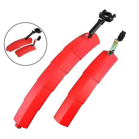 Bicycle Telescopic Folding Mudguard  27.5 Inch Extended Water Retaining LED Taillight(Red)