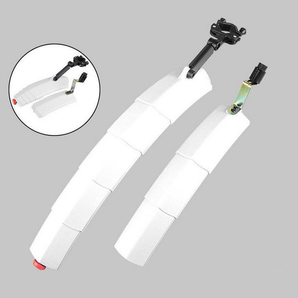 Bicycle Telescopic Folding Mudguard  27.5 Inch Extended Water Retaining LED Taillight(White)