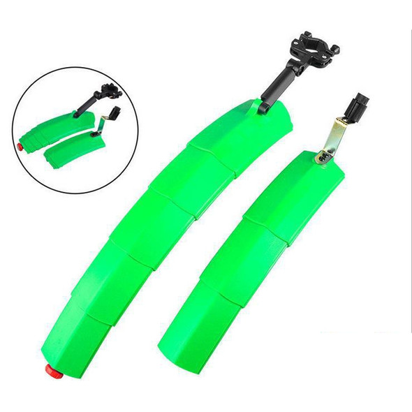 Bicycle Telescopic Folding Mudguard  27.5 Inch Extended Water Retaining LED Taillight(Green)
