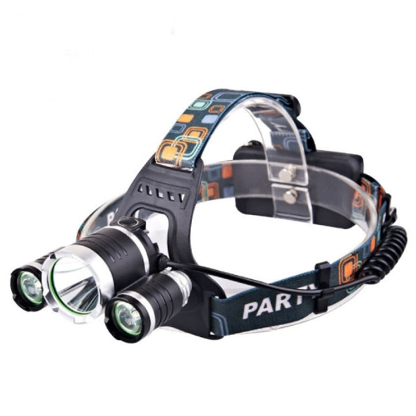 Strong Light Long-Range Rechargeable Three-Head Lamp Outdoor Fishing Lamp Led Head-Mounted Flashlight (1T6 x 2XPE Without Battery)