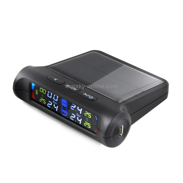 PZ802-I Solar Powered Video TPMS Internal Tire Pressure Monitor with LCD Color Display Screen (Black)