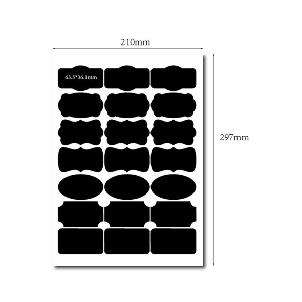 50 Sets Erasable Waterproof Removable Bottle Can PVC Blackboard Sticker 21PCS/Set  210x297mm