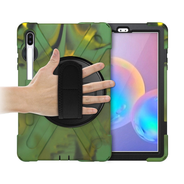 For Samsung Galaxy Tab S6 10.5 inch T860 / T865 Shockproof Colorful Silicone + PC Protective Case with Holder & Shoulder Strap & Hand Strap & Pen Slot(Camouflage)