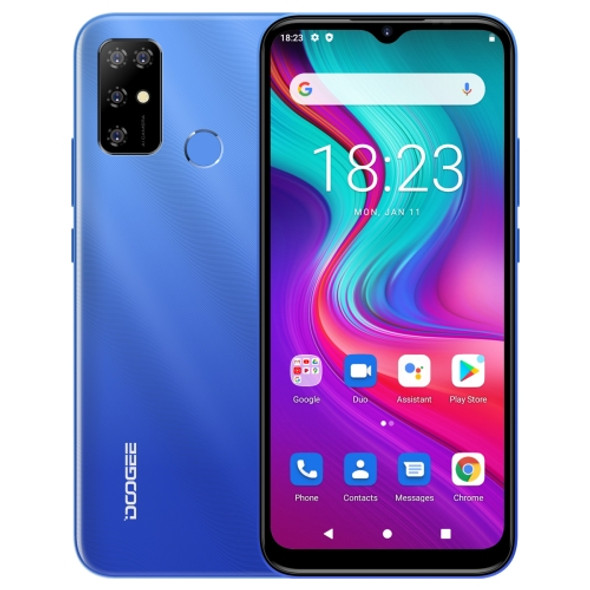 [HK Warehouse] DOOGEE X96 Pro, 4GB+64GB, Quad Back Cameras, 5400mAh Battery, Rear-mounted Fingerprint Identification, 6.52 inch Water-drop Screen Android 11.0 SC9863A OCTA-Core up to 1.6GHz, Network: 4G, OTG, Dual SIM (Blue)