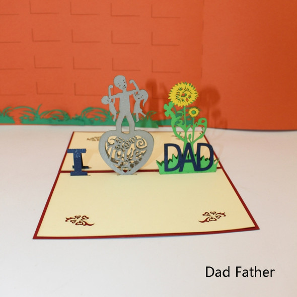 2 PCS 3D Three-Dimensional Greeting Card Father Day Mother Day Blessing Card(Dad Father)