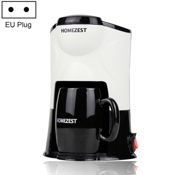 Homezest Household Small Coffee Machine Fully Automatic Portable Mini Single Cup Coffee Maker, Style:EU Plug(Black White)