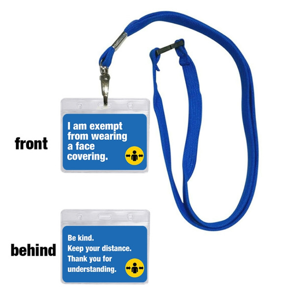 3 PCS Employee Badge Work Card Student Hanging Neck Card Holder(Blue Card Blue Belt)