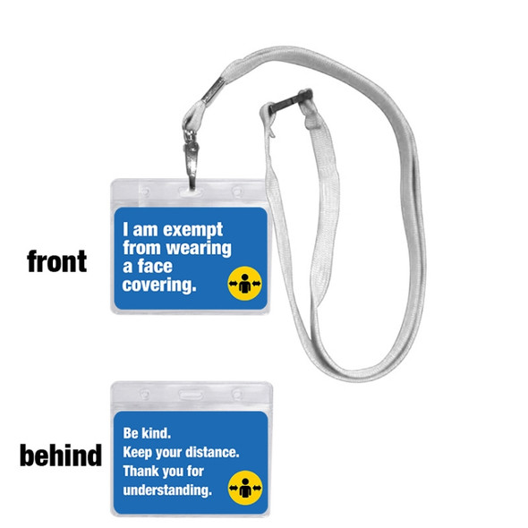 3 PCS Employee Badge Work Card Student Hanging Neck Card Holder(Blue Card White Belt)