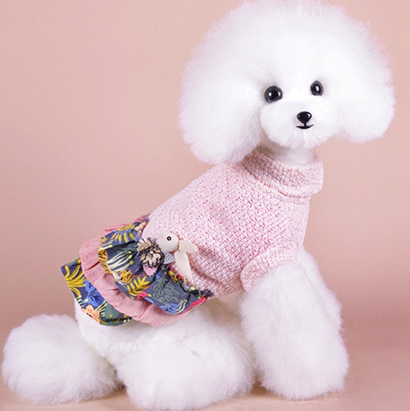 Autumn And Winter Pet Skirt Teddy Bichon Hiromi Schnauzer Yorkshire Small Dog Clothes, Size: S(Pink)
