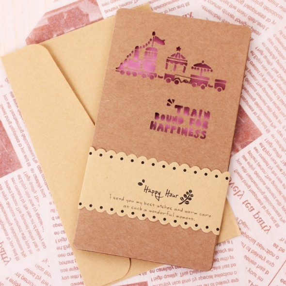 15 PCS Hollow Kraft Paper Greeting Card Holiday Personalized Greeting Card(Train)