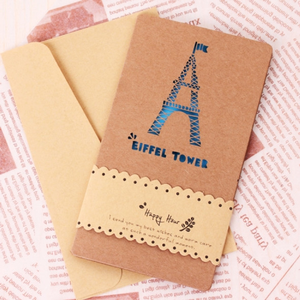 15 PCS Hollow Kraft Paper Greeting Card Holiday Personalized Greeting Card(Tower)