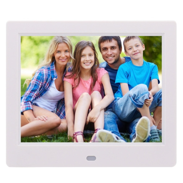 AC 100-240V 8 inch TFT Screen Digital Photo Frame with Holder & Remote Control, Support USB / SD Card Input (White)