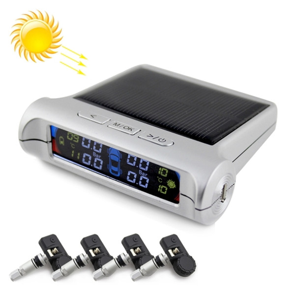 PZ802-I Solar Powered Video TPMS Internal Tire Pressure Monitor with LCD Color Display Screen (Silver)