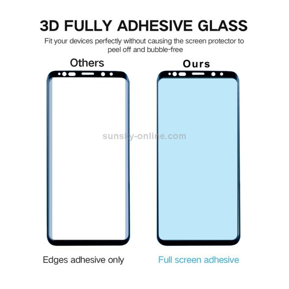 For Galaxy S9 0.33mm 9H Surface Hardness 3D Curved Edge Anti-scratch Full Screen HD Fully Adhesive Glass Screen Protector (Black)