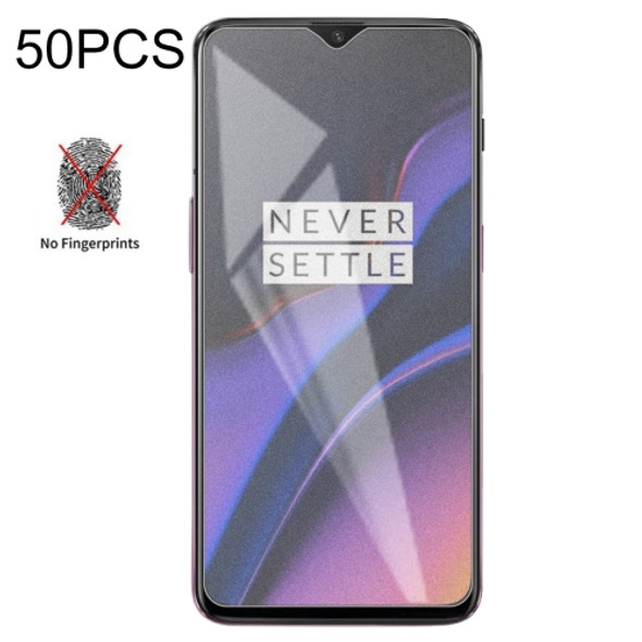 50 PCS Non-Full Matte Frosted Tempered Glass Film for OnePlus 6T, No Retail Package