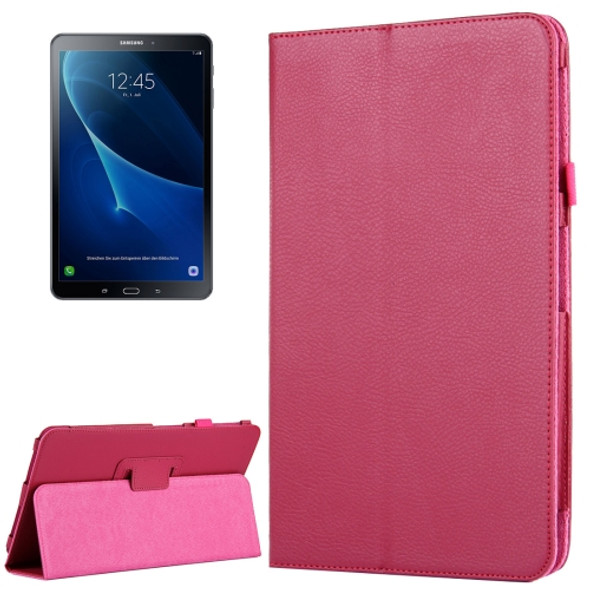 For Galaxy Tab A 10.1 / T580 Litchi Texture Magnetic Horizontal Flip Leather Case with Holder & Sleep / Wake-up Function(Magenta)