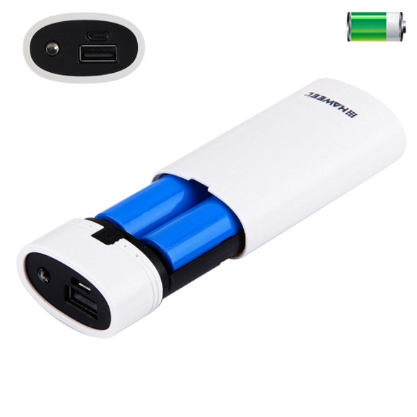 HAWEEL DIY 2x 18650 Battery (Not Included) 5600mAh Power Bank Shell Box with USB Output & Indicator, For iPhone, Galaxy, Sony, HTC, Google, Huawei, Xiaomi, Lenovo and other Smartphones(White)