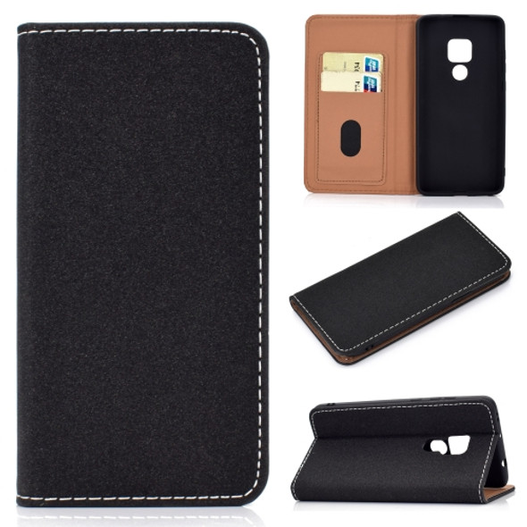 For Huawei Mate 20 Solid Color Frosted Magnetic Horizontal Flip Leather Case with Card Slots & Holder(Black)