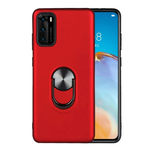 For Huawei P40 Pro 360 Rotary Multifunctional Stent PC+TPU Case with Magnetic Invisible Holder(Red)