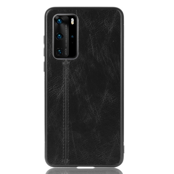 For Huawei P40 Pro Shockproof Sewing Cow Pattern Skin PC + PU + TPU Case(Black)