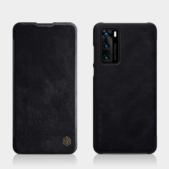 For Huawei P40 NILLKIN QIN Series Crazy Horse Texture Horizontal Flip Leather Case with Card Slot(Black)