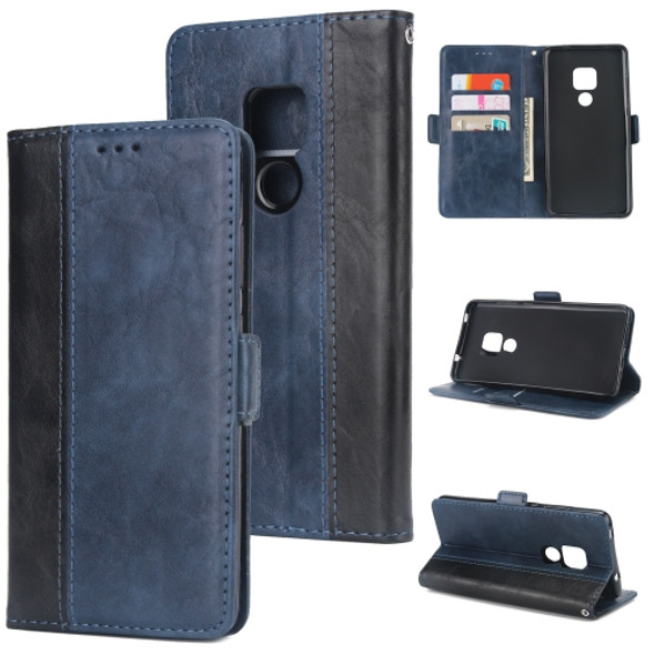 For Huawei Mate 20 Retro Texture Contrast Color Splicing Horizontal Flip TPU + PU Leather Case with Card Slots & Holder & Wallet(Blue)