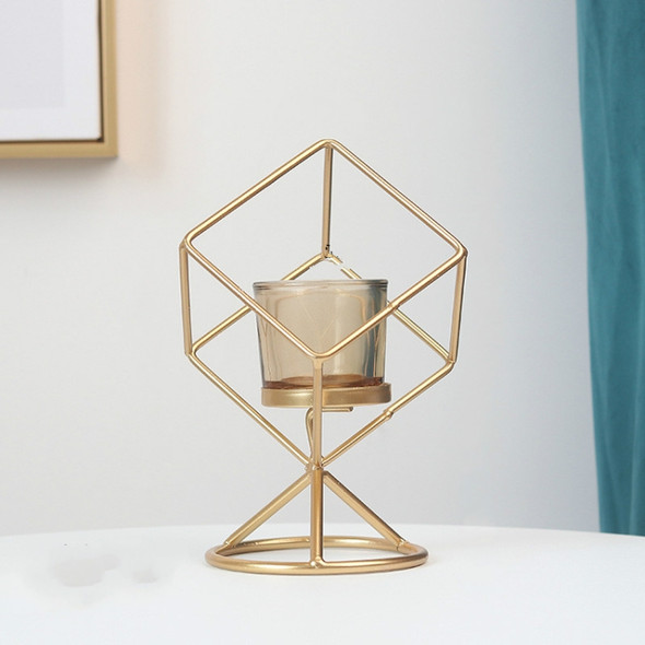 Geometric Three-dimensional Geometric Wrought Iron Candlestick Ornaments Without Candles(Gold )