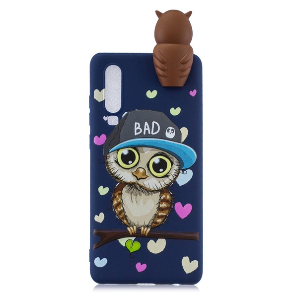 For Huawei P30 Shockproof Cartoon TPU Protective Case(Blue Owl)