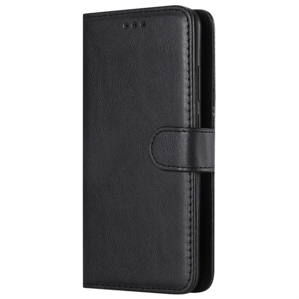 For Huawei P30 Solid Color Horizontal Flip Protective Case with Holder & Card Slots & Wallet & Photo Frame & Lanyard(Black)