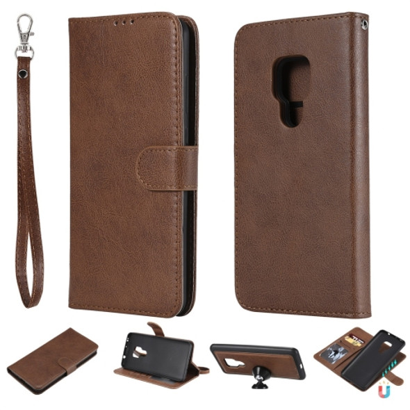 For Huawei Mate 20 Solid Color Horizontal Flip Protective Case with Holder & Card Slots & Wallet & Photo Frame & Lanyard(Brown)
